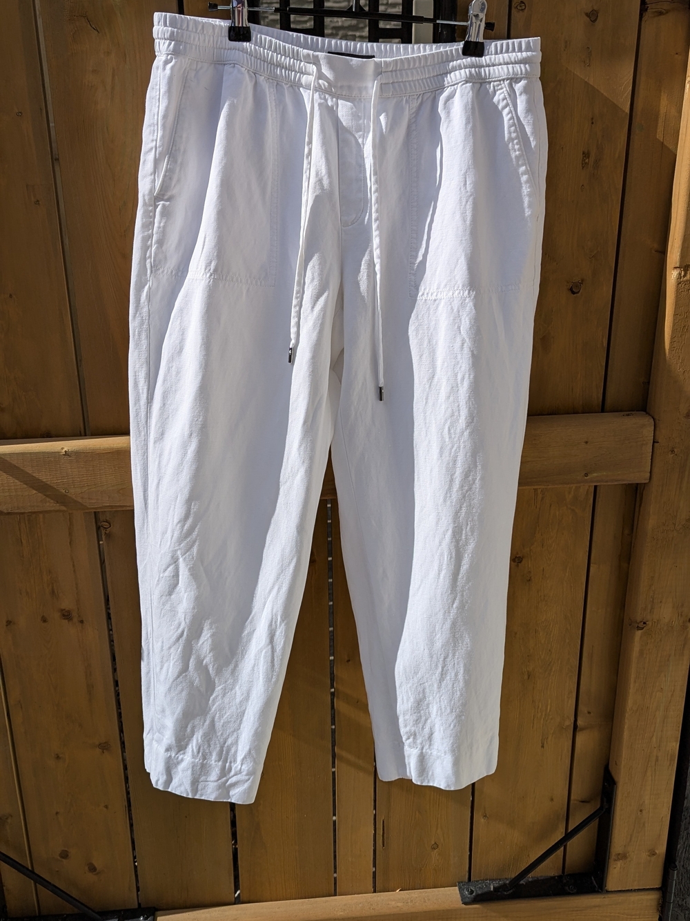 BANANA REPUBLIC White Linen Blend Pants Coastal Grandmother Cropped Breezy - Picture 12 of 17